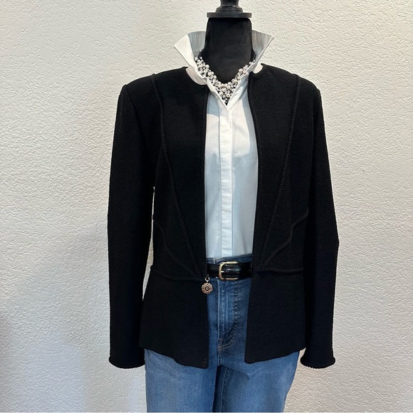 St. John Jackets & Blazers - St. John Black Zip Blazer by Marie Gray Tailored Minimalist Design Timeless